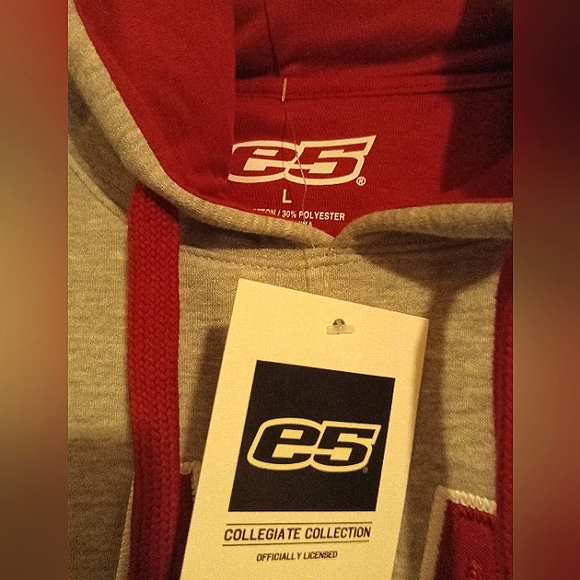 A NWT MENS LG HOODED PULLOVER SWEATSHIRT WITH  POCKETS GRAY WITH ALABAMA LOGO. - Picture 4 of 6